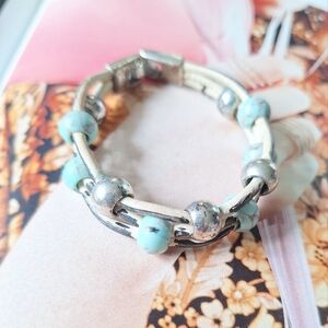 Lucky Brand Silver and Turquoise Women's Bracelet